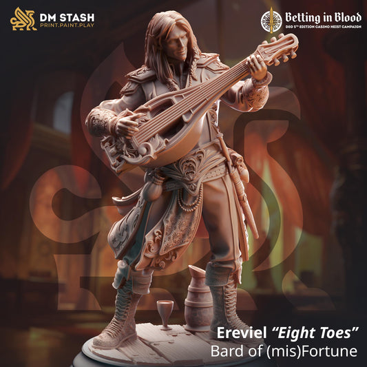 Ereviel, Bard of Misfortune (Medium) | 32mm Hero Scale | Premium DnD Miniatures High Quality Resin | DM Stash