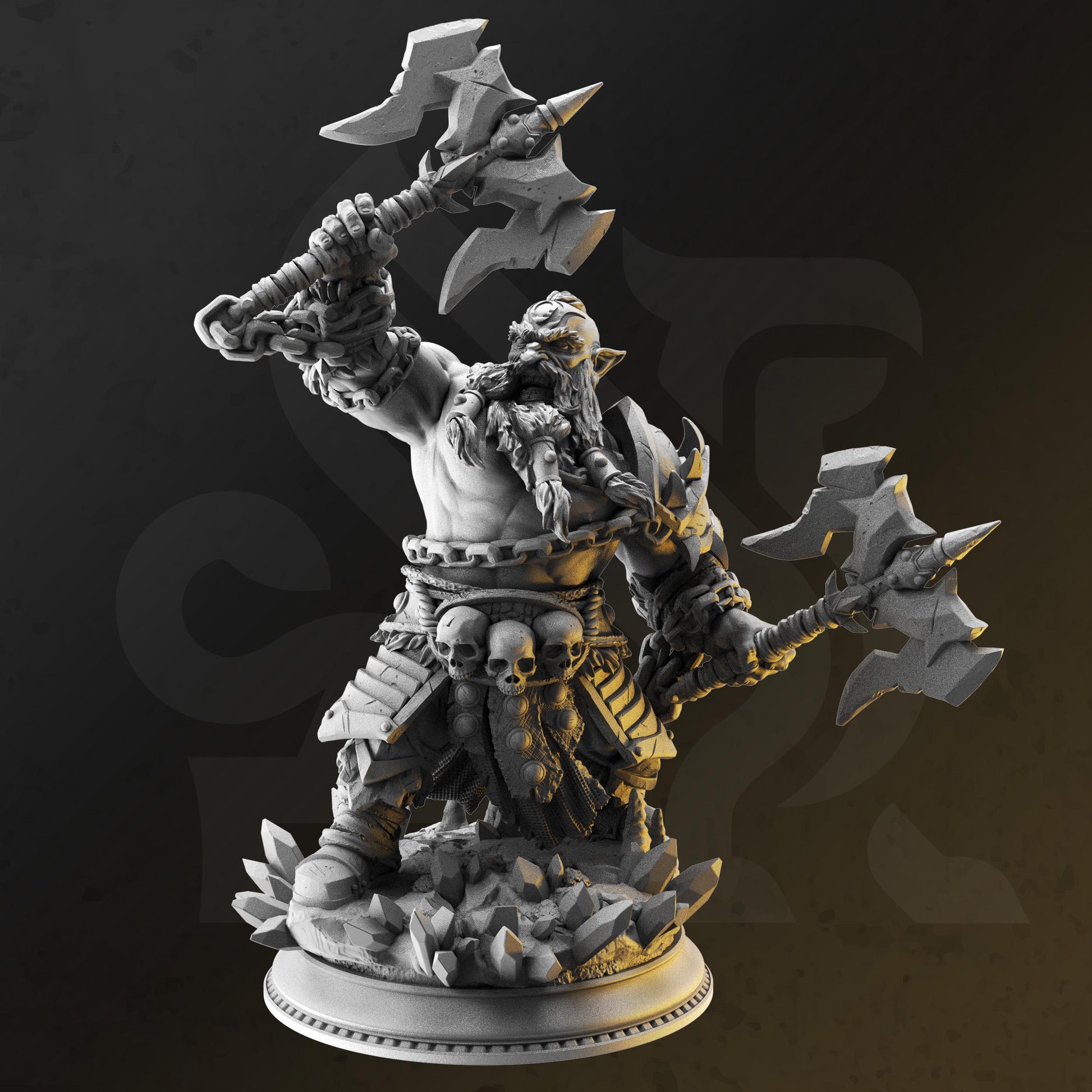 Korthart the Hateful Heart - Dark Dwarf Berserker Barbarian (Medium) | 32mm Hero Scale | Premium DnD Miniature High Quality Resin |DM Stash|