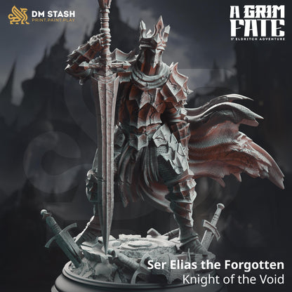 Void Knight - Ser Elias the Forgotten (Medium) | 32mm Hero Scale | Premium DnD Miniature High Quality Resin |DM Stash| Cape Helmet Longsword