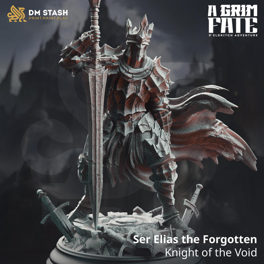Void Knight - Ser Elias the Forgotten (Medium) | 32mm Hero Scale | Premium DnD Miniature High Quality Resin |DM Stash| Cape Helmet Longsword