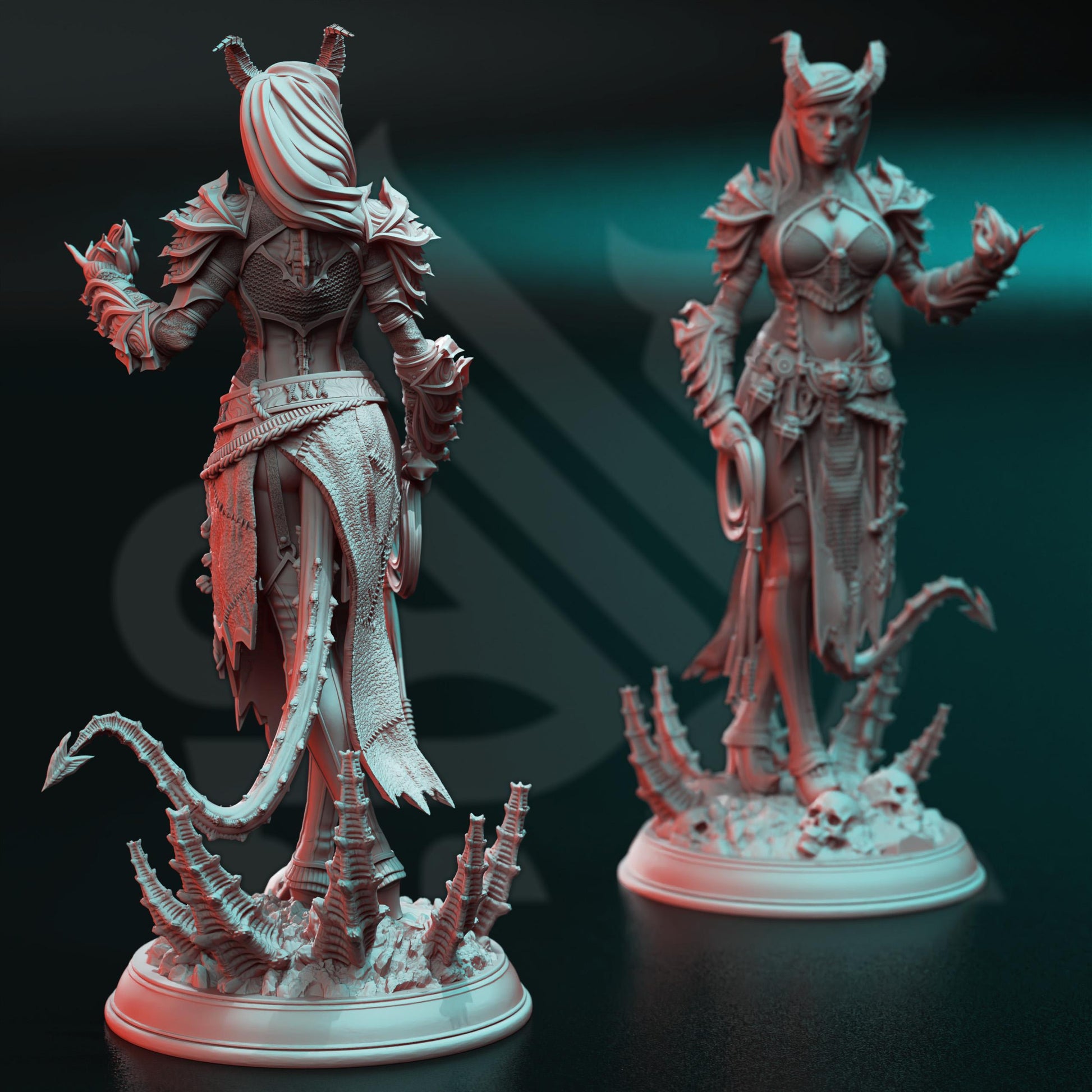 Tiefling Fiend Warlock - Skardi of the Third (Medium) | 32mm Hero Scale | Premium DnD Miniature High Quality Resin |DM Stash| Sorceress