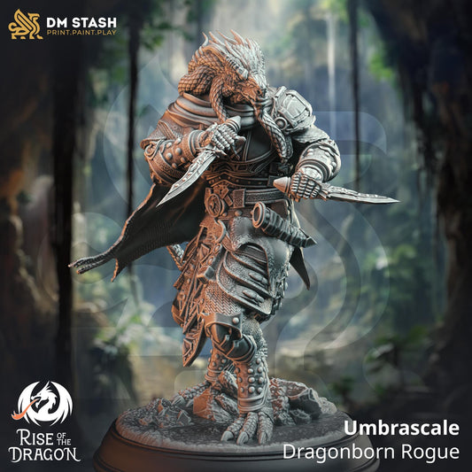 Dragonborn Assassin Rogue - Umbrascale (Medium) | DM Stash | Premium DnD Miniature High Quality Resin |DM Stash| Male Dragon Assassin