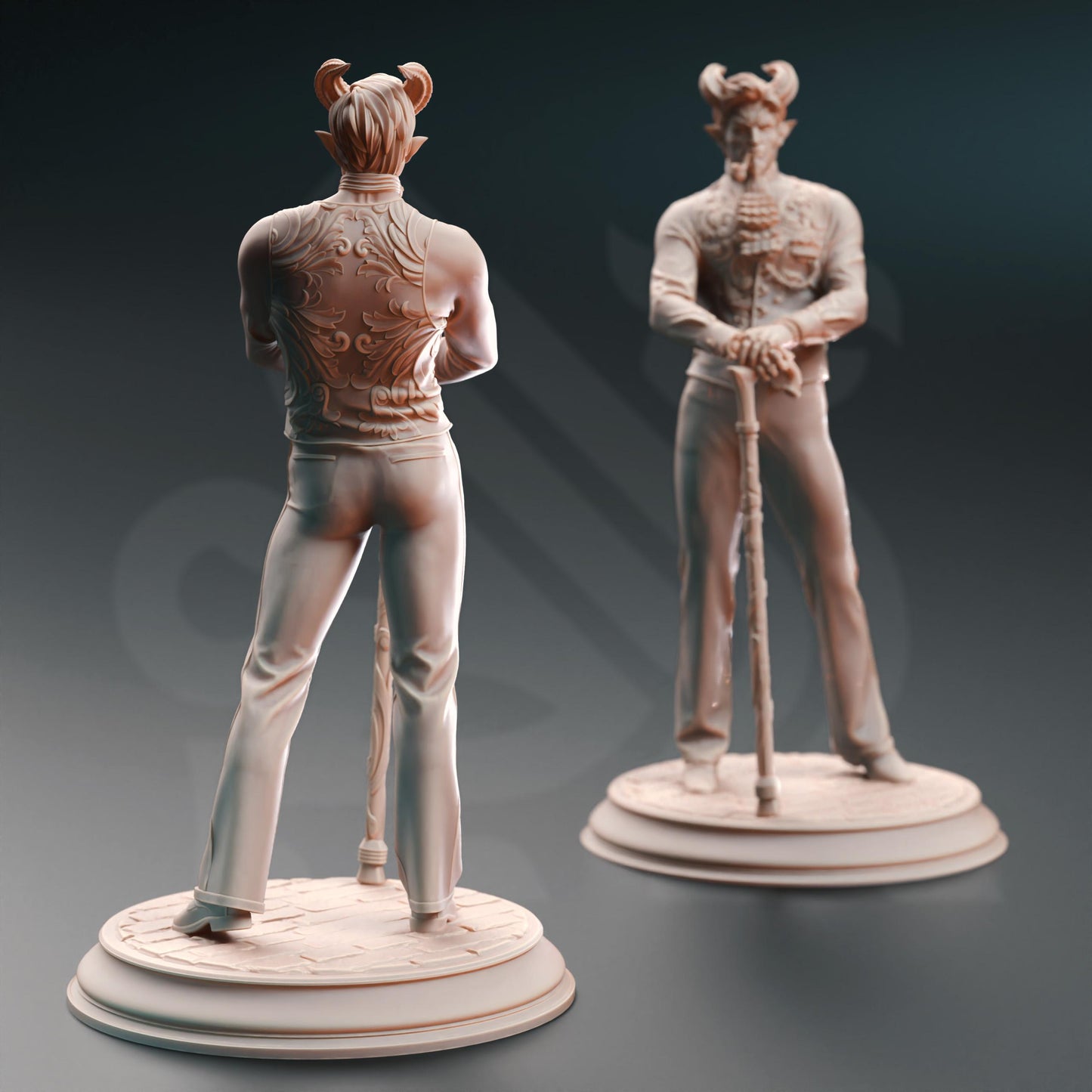 Tiefling Crimelord - Xarvir Barikdral (Medium) | 32mm Hero Scale | Premium DnD Miniature High Quality Resin |DM Stash| Casino, Cane, Devil