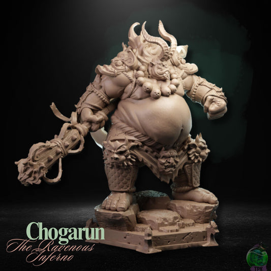 Chogarun, the Ravenous Inferno (Large) | TPK Lab Miniatures | Ogre, Orc, Giant, Belly, Tiefling, Abomination, Monster, Fat Internal, Enemy