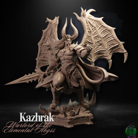 Kazhrak, Warlord of the Elemental Abyss (Winged or Wingless) (Large) | TPK Lab Miniatures | Archdevil Devil Lord