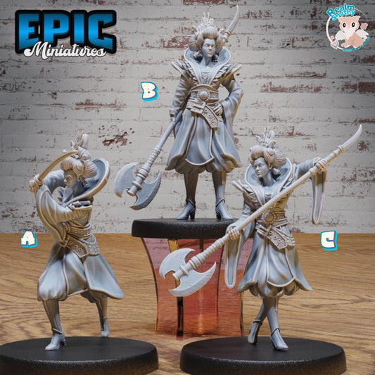 Warrior Empress (Medium) | Premium DnD Minis High Quality Resin | Female, Asian, Axe, Sword, Fighter, Japan, Japanese, Chinese, China, Hair