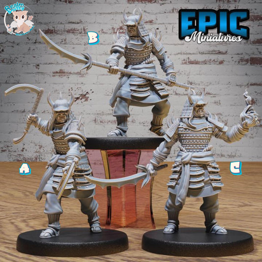Oni Samurai (Medium) | Premium DnD Minis High Quality Resin | Male, Asian, Axe, Sword, Katana, Fighter, Japan, Japanese