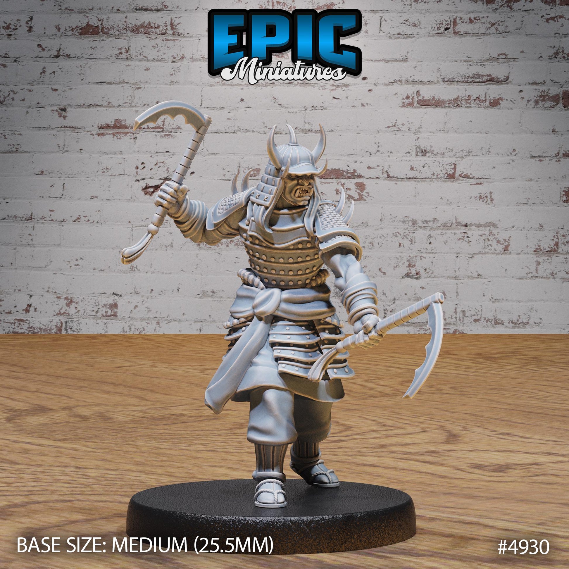 Oni Samurai (Medium) | Premium DnD Minis High Quality Resin | Male, Asian, Axe, Sword, Katana, Fighter, Japan, Japanese