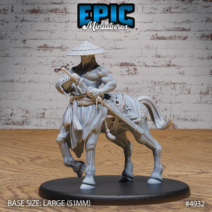 Bushi Centaur (Large) | Premium DnD Minis High Quality Resin | Asian, Asia, Male, Horse, Sword, Fighter, Ranger, Straw Hat, Japanese, Japan