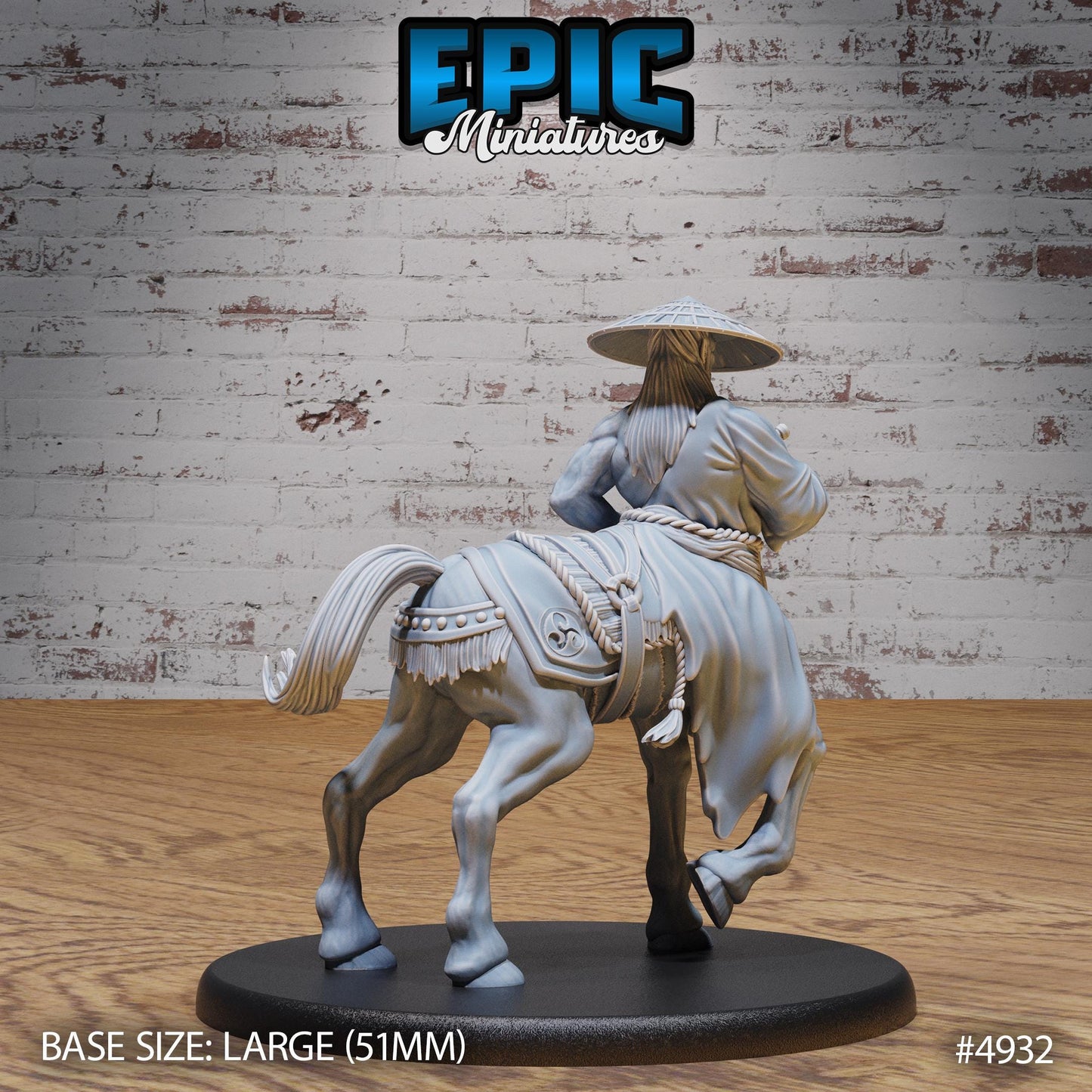 Bushi Centaur (Large) | Premium DnD Minis High Quality Resin | Asian, Asia, Male, Horse, Sword, Fighter, Ranger, Straw Hat, Japanese, Japan