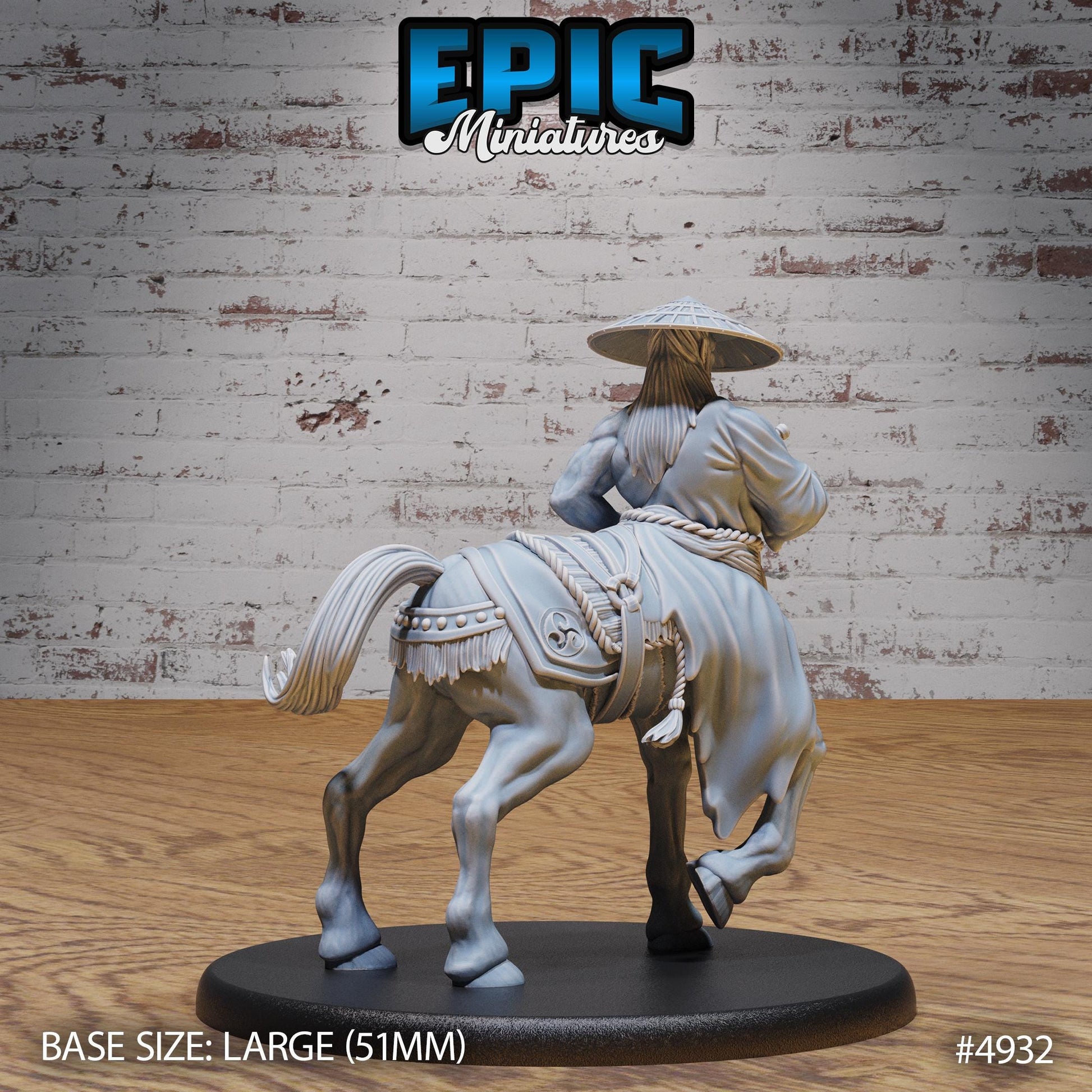 Bushi Centaur (Large) | Premium DnD Minis High Quality Resin | Asian, Asia, Male, Horse, Sword, Fighter, Ranger, Straw Hat, Japanese, Japan