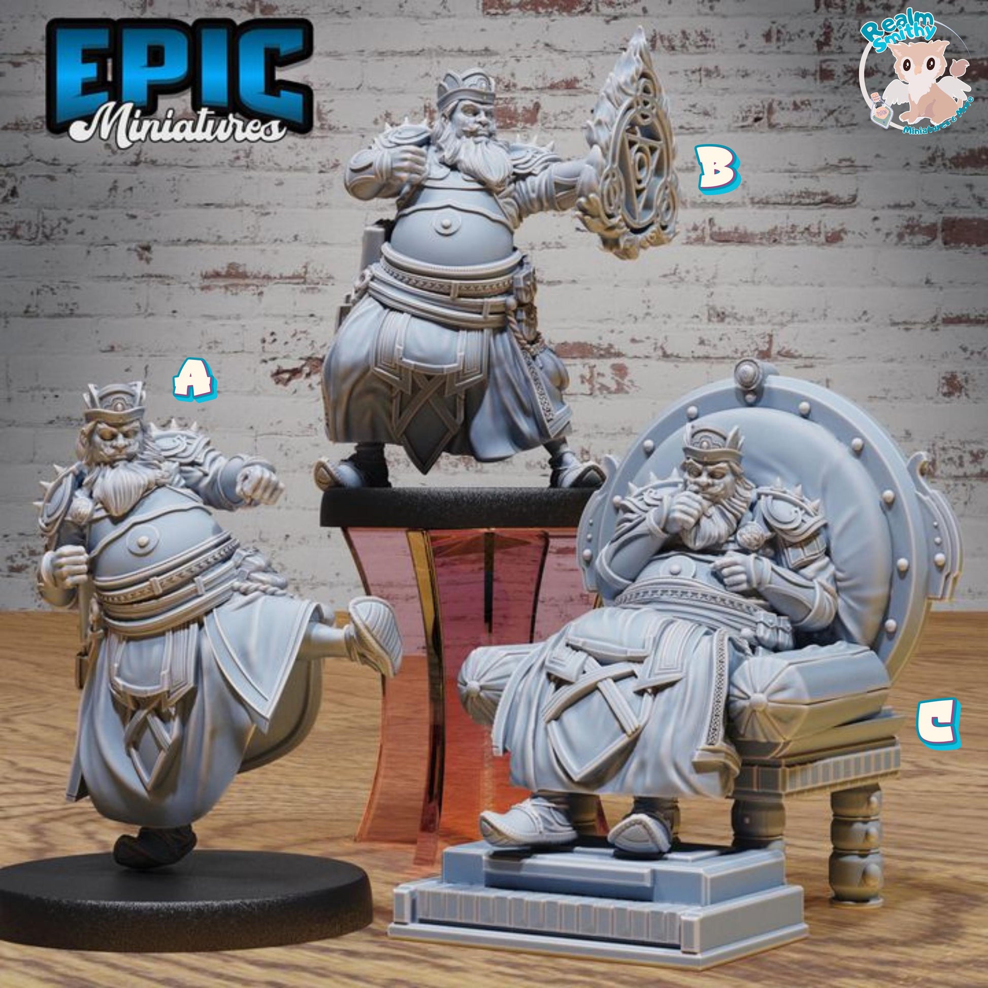 False Emperor (Medium) | Premium DnD Minis High Quality Resin | Male, King, Fat, Throne, Eating, Pig, Belly, Magic, Kick, Kingdom, Royal