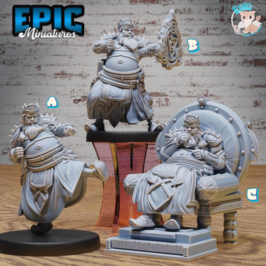False Emperor (Medium) | Premium DnD Minis High Quality Resin | Male, King, Fat, Throne, Eating, Pig, Belly, Magic, Kick, Kingdom, Royal