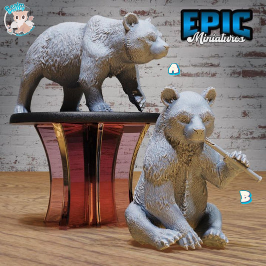Panda Bear (Large) | Premium DnD Miniatures | High Quality Resin | Druid, Brown Bear, Shapeshifter, Beast, Black Bear, Bamboo, Cute, Sitting