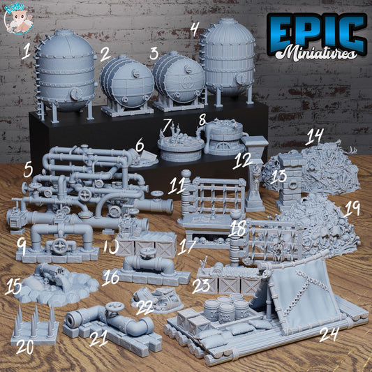 Sewer Scatter | Premium DnD Miniatures High Quality Resin | Stone, Sewers, Bundle, Bones, Environment, Terrain, Pipes, Spikes, Altar, Pipe
