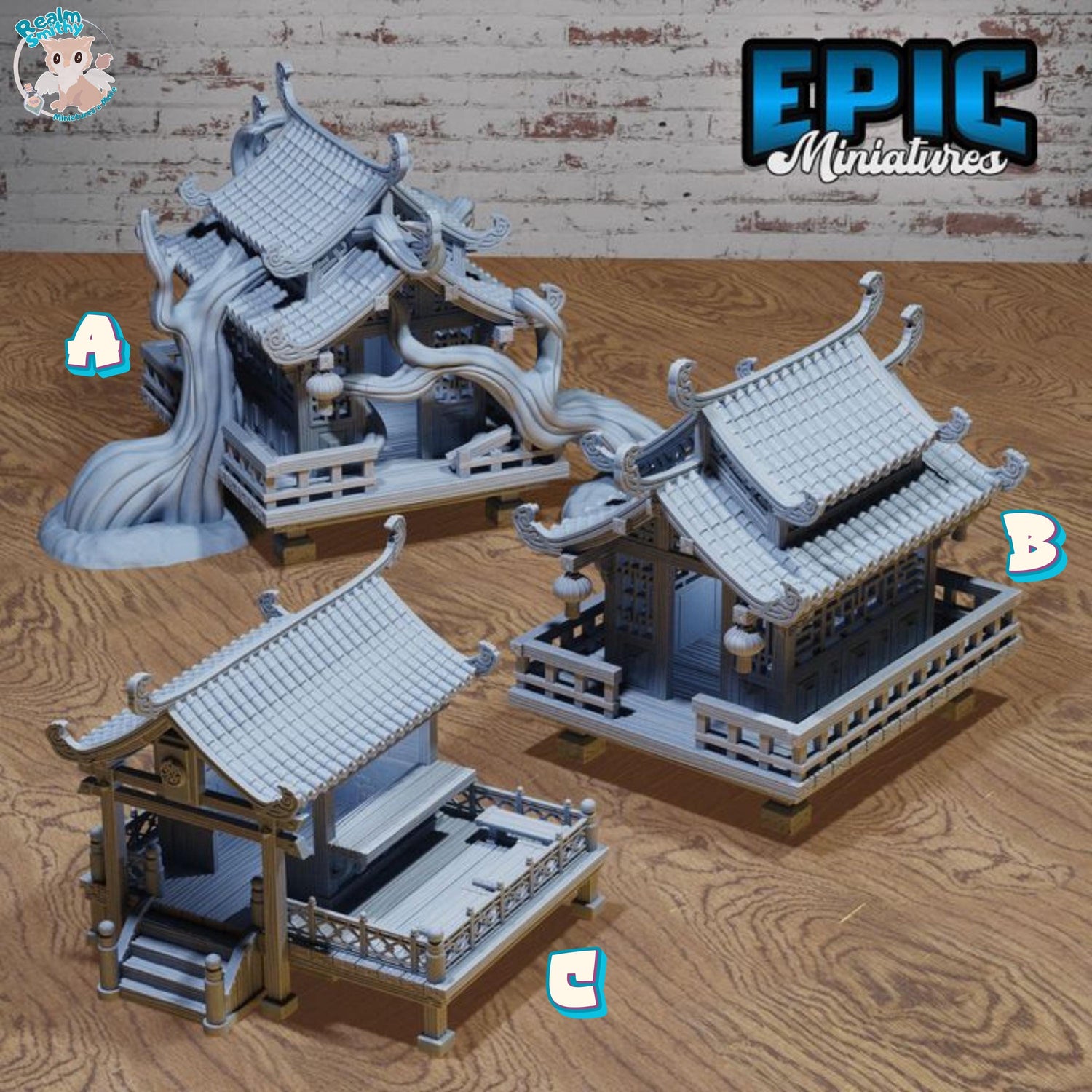 Village Houses East | Premium DnD Minis High Quality Resin | Japanese, Shop, Store, Home, East Asia, Asian, Trees, Overgrowth, Japan, China