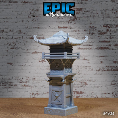 Dragon Watch Tower | Premium DnD Minis High Quality Resin | Japanese, East Asian, Japan, Watch Post, City, Security, Guards, Town, Asia