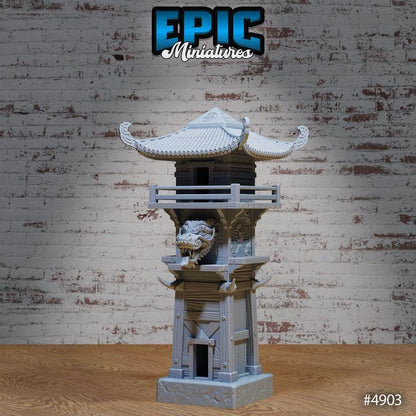 Dragon Watch Tower | Premium DnD Minis High Quality Resin | Japanese, East Asian, Japan, Watch Post, City, Security, Guards, Town, Asia
