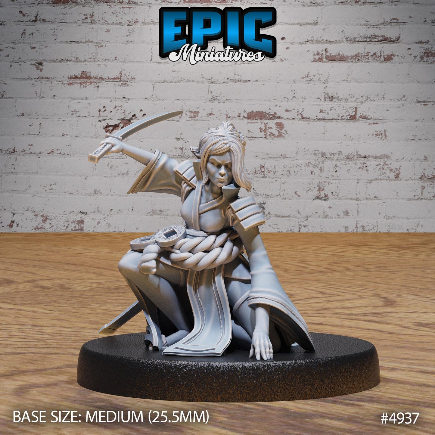 Samurai Woman (Medium) | Premium DnD Minis High Quality Resin | Japanese, East Asia, Asian, Female, Fighter, Kung Fu, Martial Arts