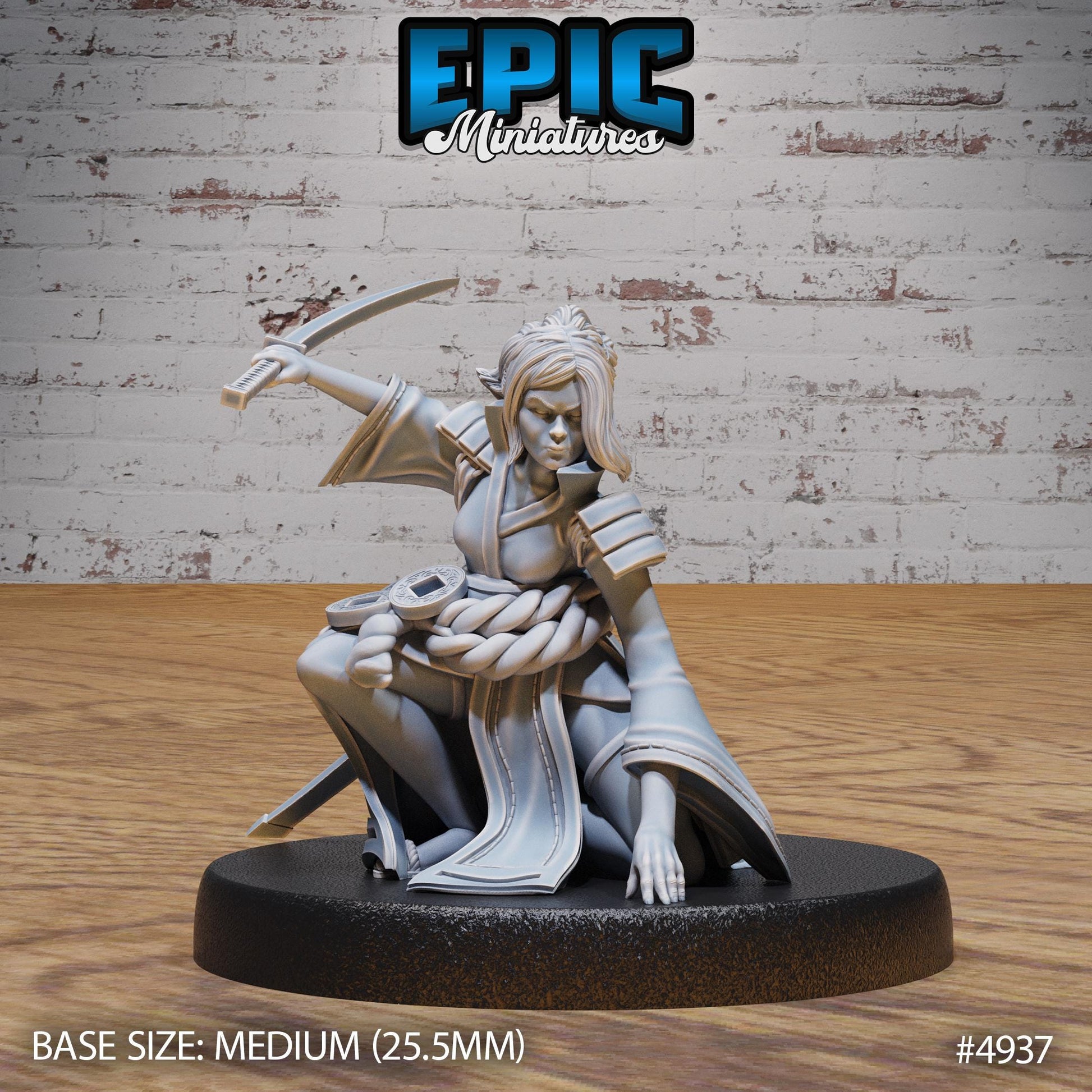 Samurai Woman (Medium) | Premium DnD Minis High Quality Resin | Japanese, East Asia, Asian, Female, Fighter, Kung Fu, Martial Arts