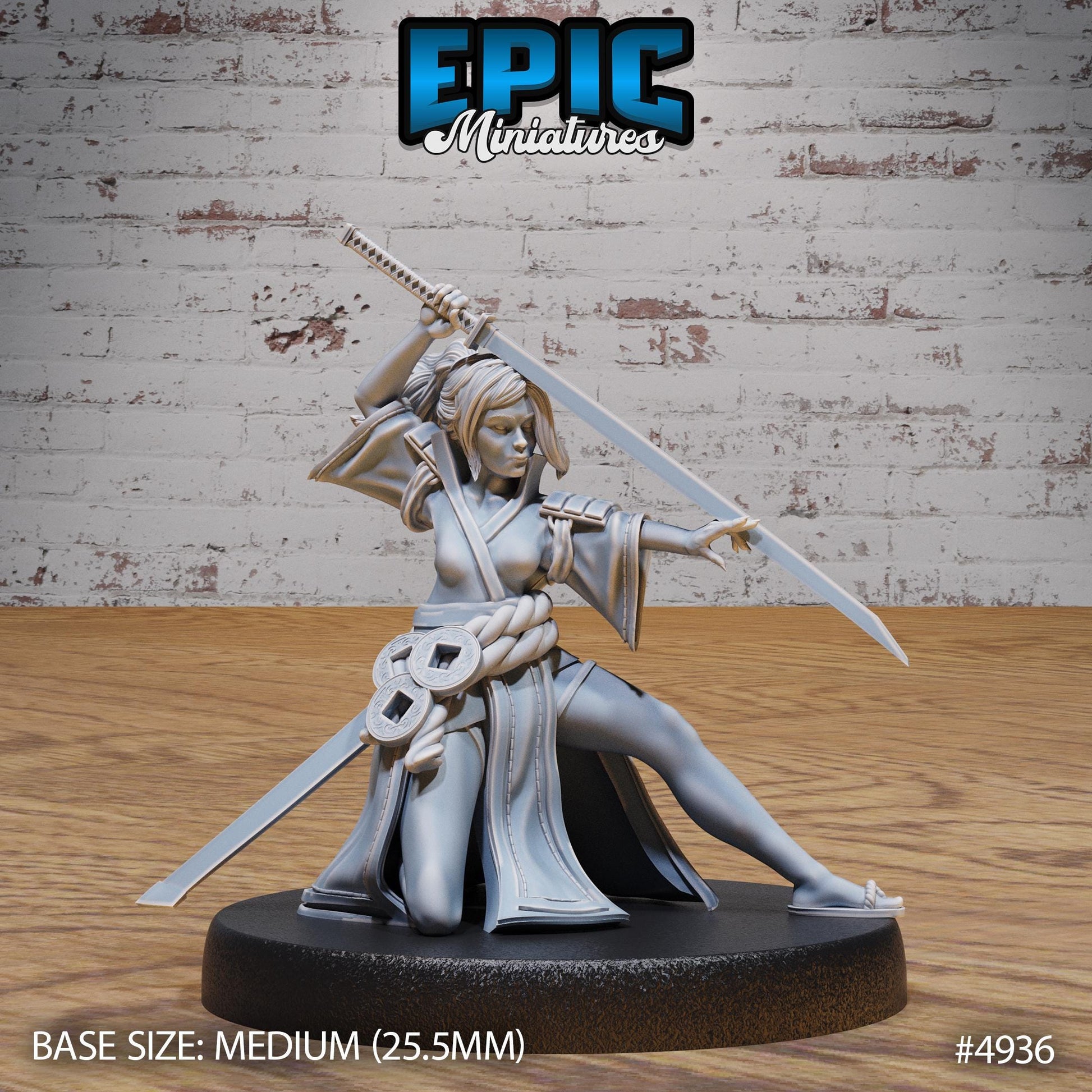 Samurai Woman (Medium) | Premium DnD Minis High Quality Resin | Japanese, East Asia, Asian, Female, Fighter, Kung Fu, Martial Arts
