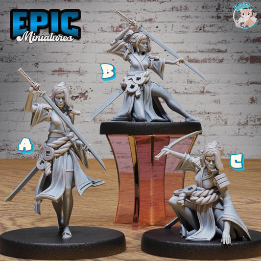 Samurai Woman (Medium) | Premium DnD Minis High Quality Resin | Japanese, East Asia, Asian, Female, Fighter, Kung Fu, Martial Arts