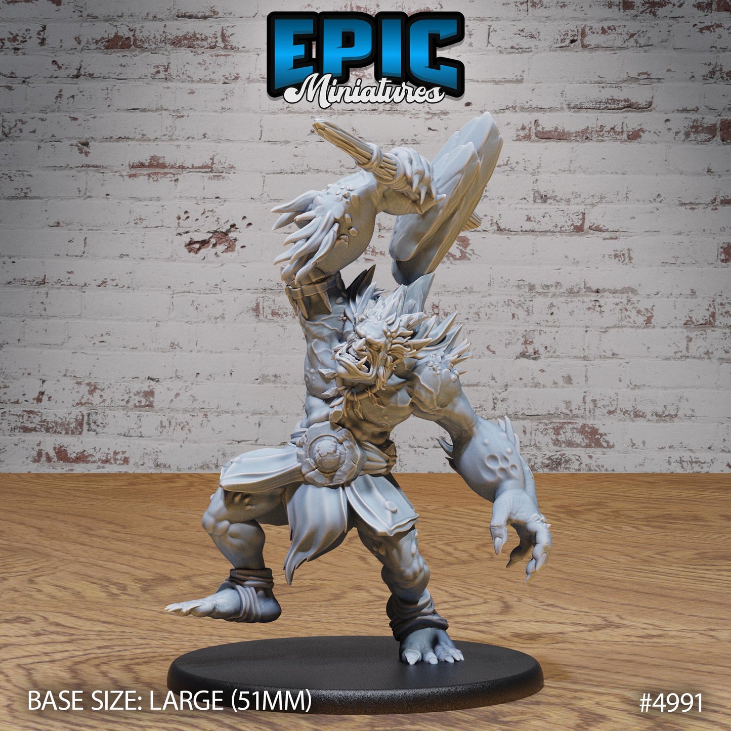 Savage Troll (Large) | Premium DnD Miniatures | High Quality Resin | Orc, Giant, Goblin, Trolls, Wooden Stick, Angry, Rock, Smash, Giant