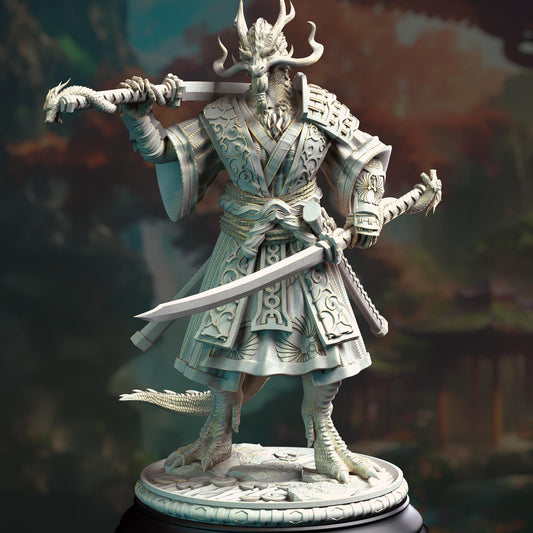 Ryuma - Eastern Dragonborn Samurai (Medium) | DM Stash | 32mm Scale | Premium DnD Miniature High Quality Resin