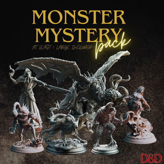 Monster Mystery Pack! (6) | Includes 5 Medium and 1 Large Monster in Every Pack! | Premium DnD Miniatures High Quality Resin | Assortment