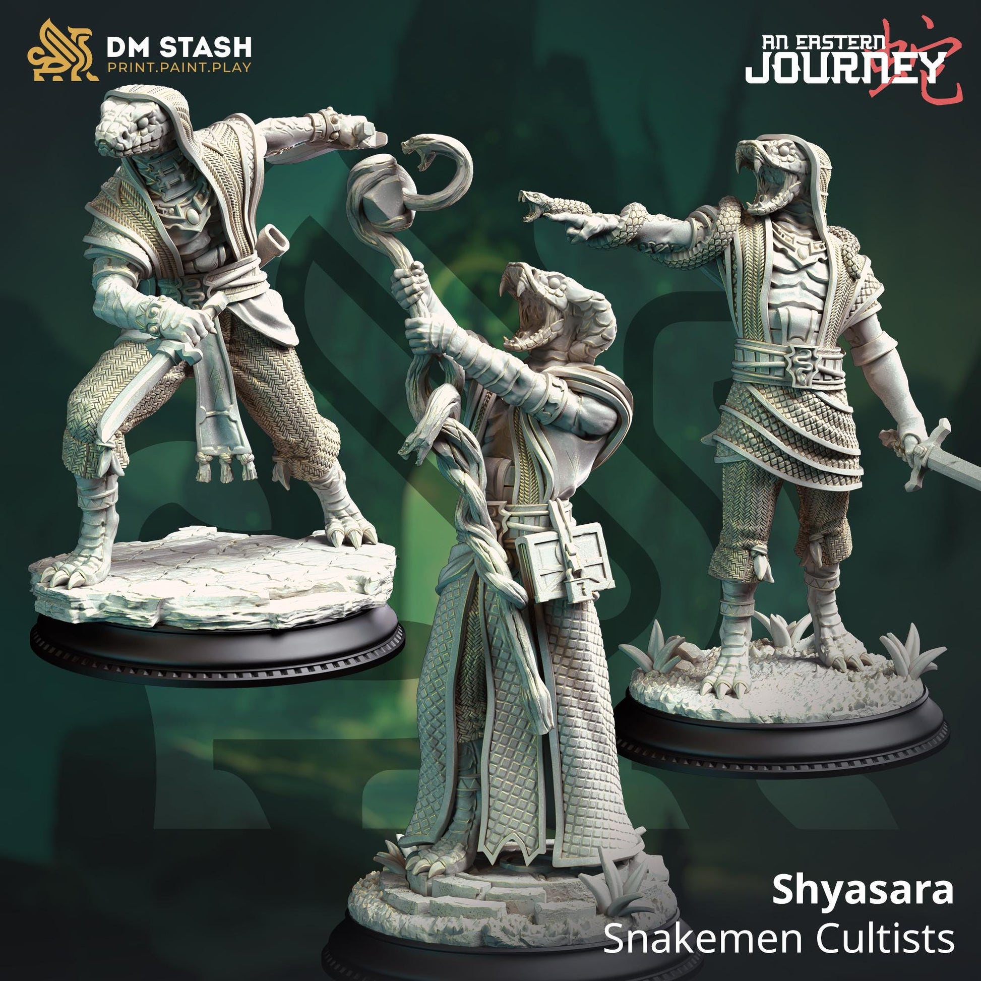 Shyasara - Snakemen Cultists (Medium) |DM Stash| 32mm Scale | Premium DnD Miniature High Quality Resin | Yuan-ti, Cultist, Sorcerer, Serpent