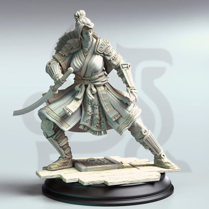 Yushin - Serpentfolk Vyanari Assassin (2V)(Medium) |DM Stash| 32mm Scale | Premium DnD Miniature High Quality Resin | Rogue, Hat, Katana