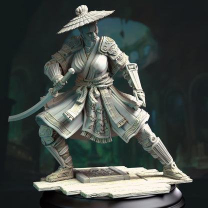 Yushin - Serpentfolk Vyanari Assassin (2V)(Medium) |DM Stash| 32mm Scale | Premium DnD Miniature High Quality Resin | Rogue, Hat, Katana