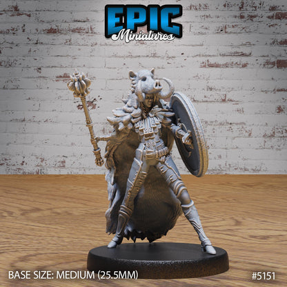 Boar Coat Warrior Lady (Medium) | Premium DnD Miniatures | High Quality Resin | D&D RPG