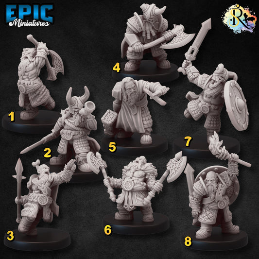 Dwarf Army (Medium) | #051 - Dwarven Mines | EPIC 28mm | Dwarves, Fighters, LOTR, Clan, Horn, Torch, Axes, Rage, Armies