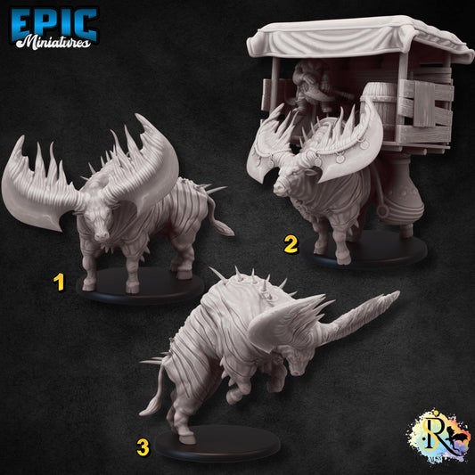 Epic Bull (Large) | #051 - Dwarven Mines | EPIC 28mm | Aurochs, Abyssal, Gorgon, Rothe, Cow, Mount, Transport, Merchant