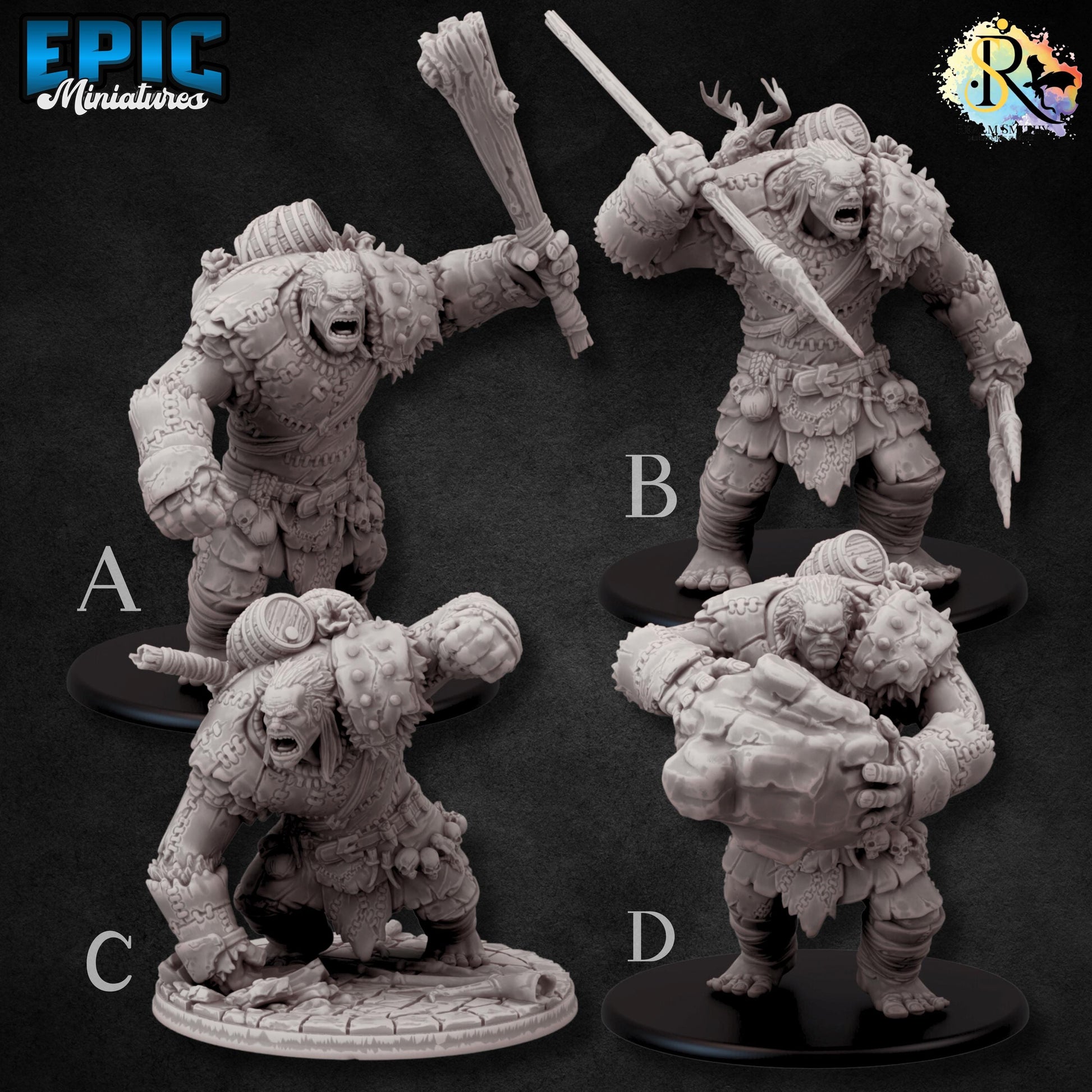 Hill Giant (Huge) | #051 - Dwarven Mines | EPIC 28mm | Beast, Ogre, Big, Mutant, Hammer, Smash, Attack, Enemy, Beast, Enemy