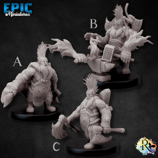 Dark Dwarf (Medium) | #051 - Dwarven Mines | EPIC 28mm | Mage, Blacksmith, Wizard, Warlock, Anvil, Hammer, Flames, Mage Hand