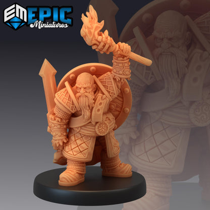 Dwarf Army (Medium) | #051 - Dwarven Mines | EPIC 28mm | Dwarves, Fighters, LOTR, Clan, Horn, Torch, Axes, Rage, Armies