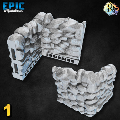 Modular Rocks | #051 - Dwarven Mines | EPIC 28mm | Terrain, Environment, Scatter, Walls, Stones, Openlock, Interlocking