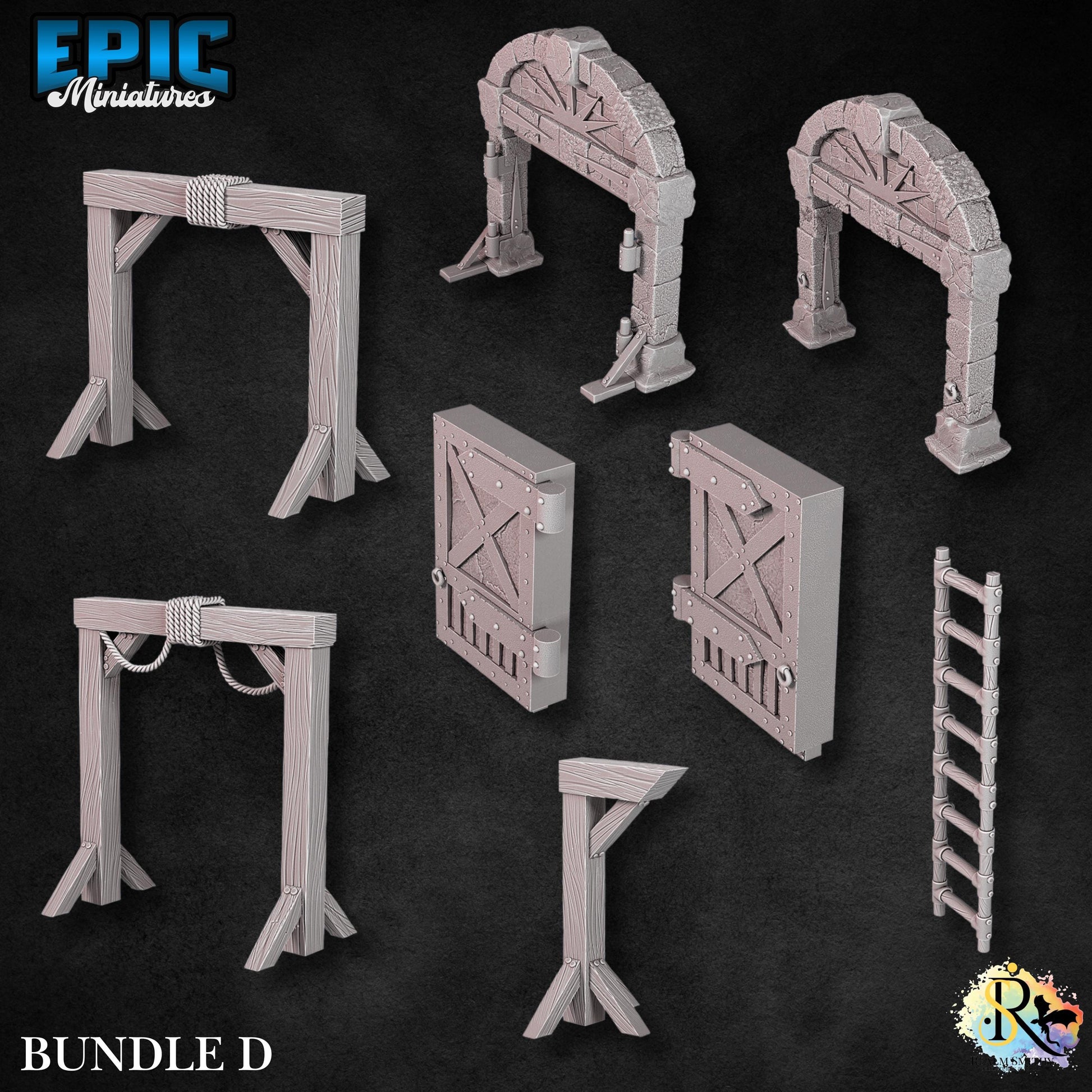 Dwarf Mine Scatter | #051 - Dwarven Mines | EPIC 28mm | Terrain, Environment, Scatter, Mining, Pickaxe, Gold, Ore, Tools