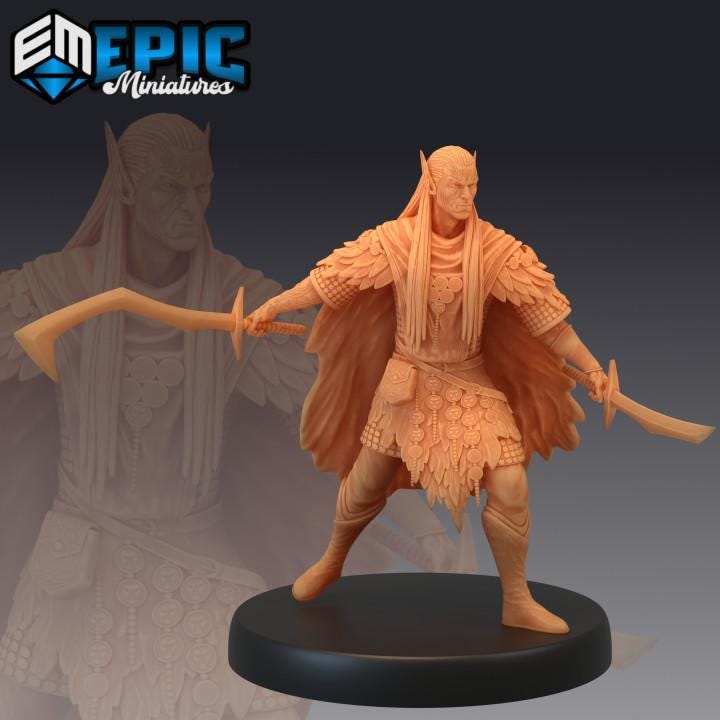 Fey Elf Summer Set / Male Forest Warrior / Fairy Elvish Tribe |Premium DnD Minis with High Quality Resin| Fantasy Elf Fighter, Druid, Ranger