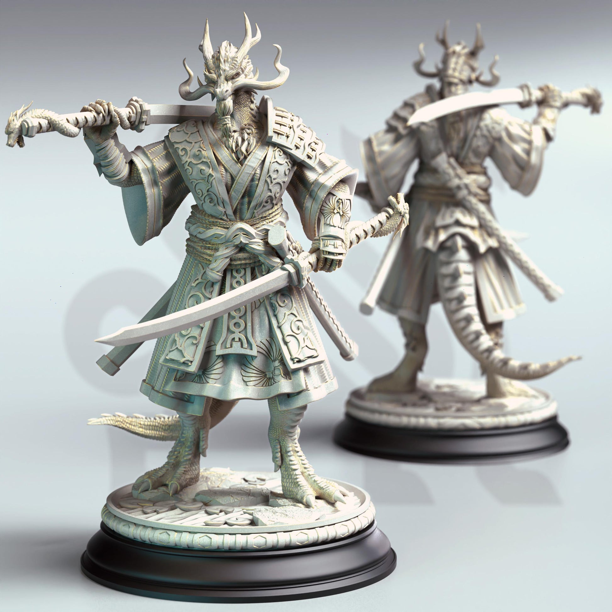 Ryuma - Eastern Dragonborn Samurai (Medium) | DM Stash | 32mm Scale | Premium DnD Miniature High Quality Resin