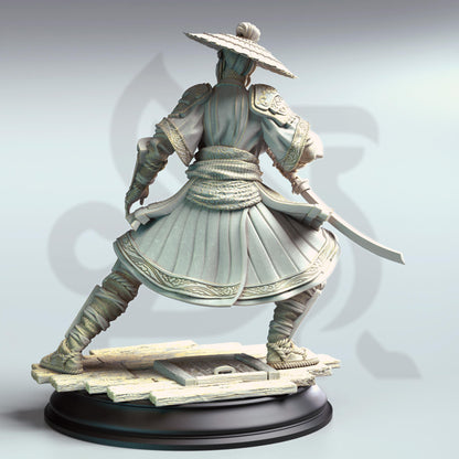 Yushin - Serpentfolk Vyanari Assassin (2V)(Medium) |DM Stash| 32mm Scale | Premium DnD Miniature High Quality Resin | Rogue, Hat, Katana
