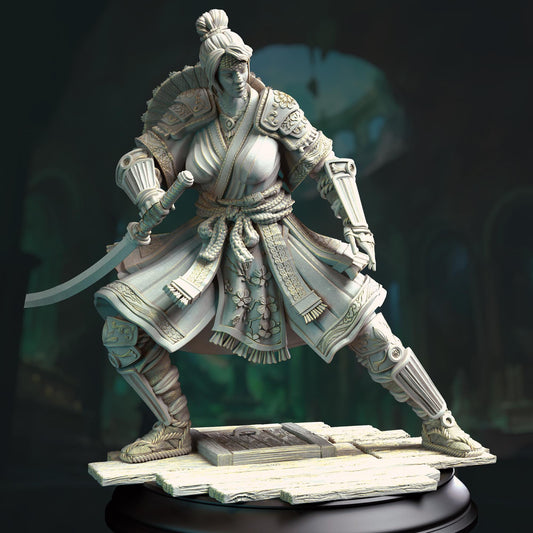 Yushin - Serpentfolk Vyanari Assassin (2V)(Medium) |DM Stash| 32mm Scale | Premium DnD Miniature High Quality Resin | Rogue, Hat, Katana
