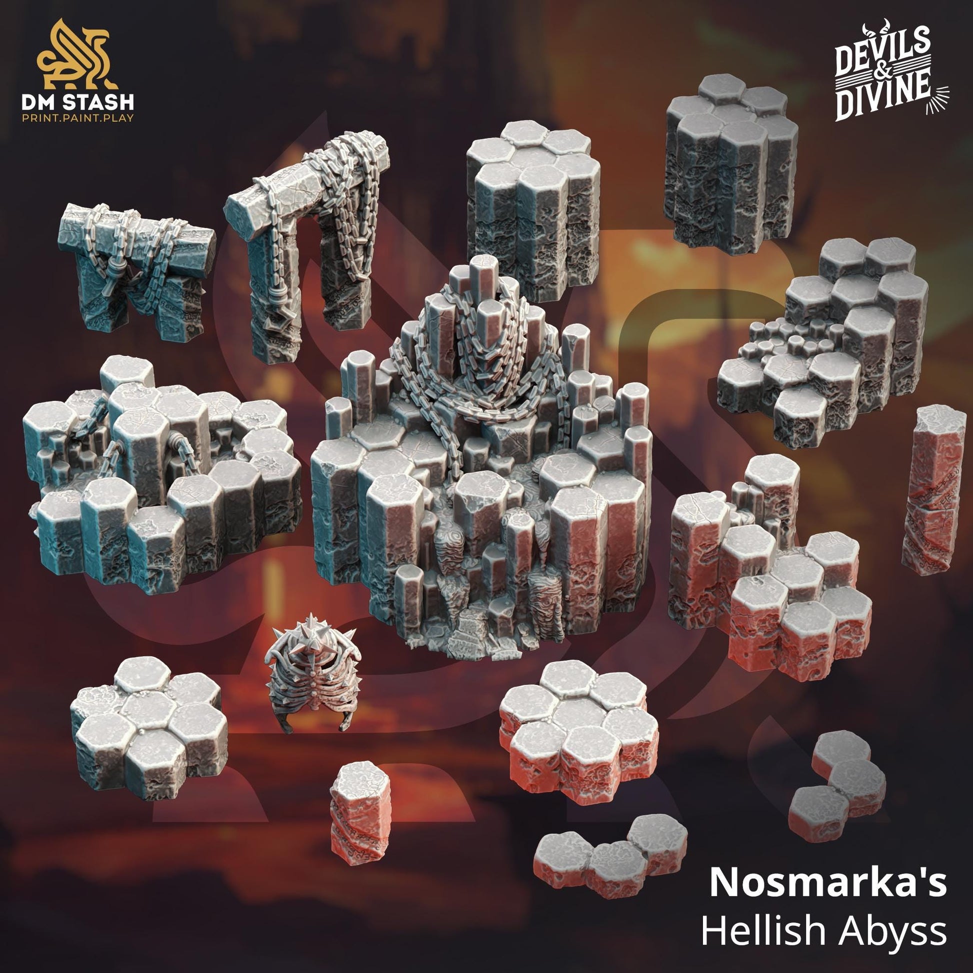 Modular Infernal Plane Terrain Set - Nosmarka’s Hellish Abyss | DM Stash | 32mm Scale | Devils & Divine Pack
