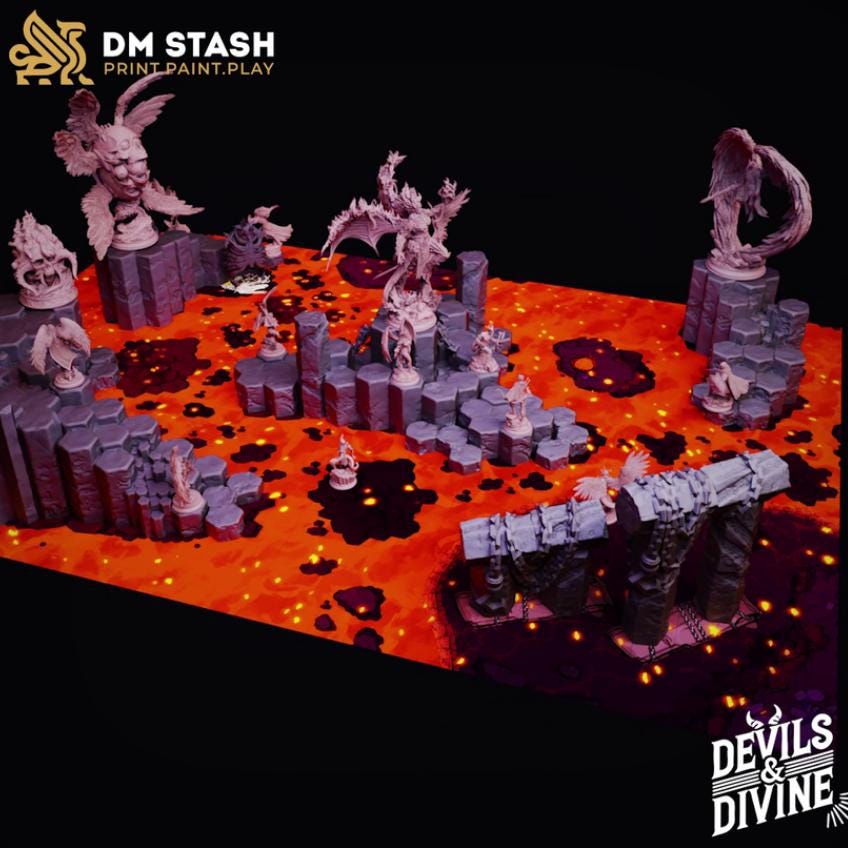 Modular Infernal Plane Terrain Set - Nosmarka’s Hellish Abyss | DM Stash | 32mm Scale | Devils & Divine Pack