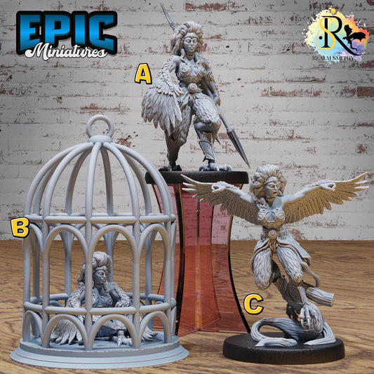 Captured Harpy (Medium) | Premium DnD Miniatures | High Quality Resin | D&D RPG
