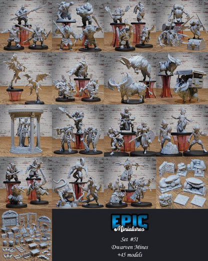 Dwarf Mine Scatter | #051 - Dwarven Mines | EPIC 28mm | Terrain, Environment, Scatter, Mining, Pickaxe, Gold, Ore, Tools