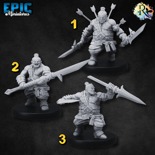 Bulky Dwarf Spear (Medium) | #051 - Dwarven Mines | EPIC 28mm | Fighter Dwarves, Arrows, Sword, Muscular, Short, Barbarian