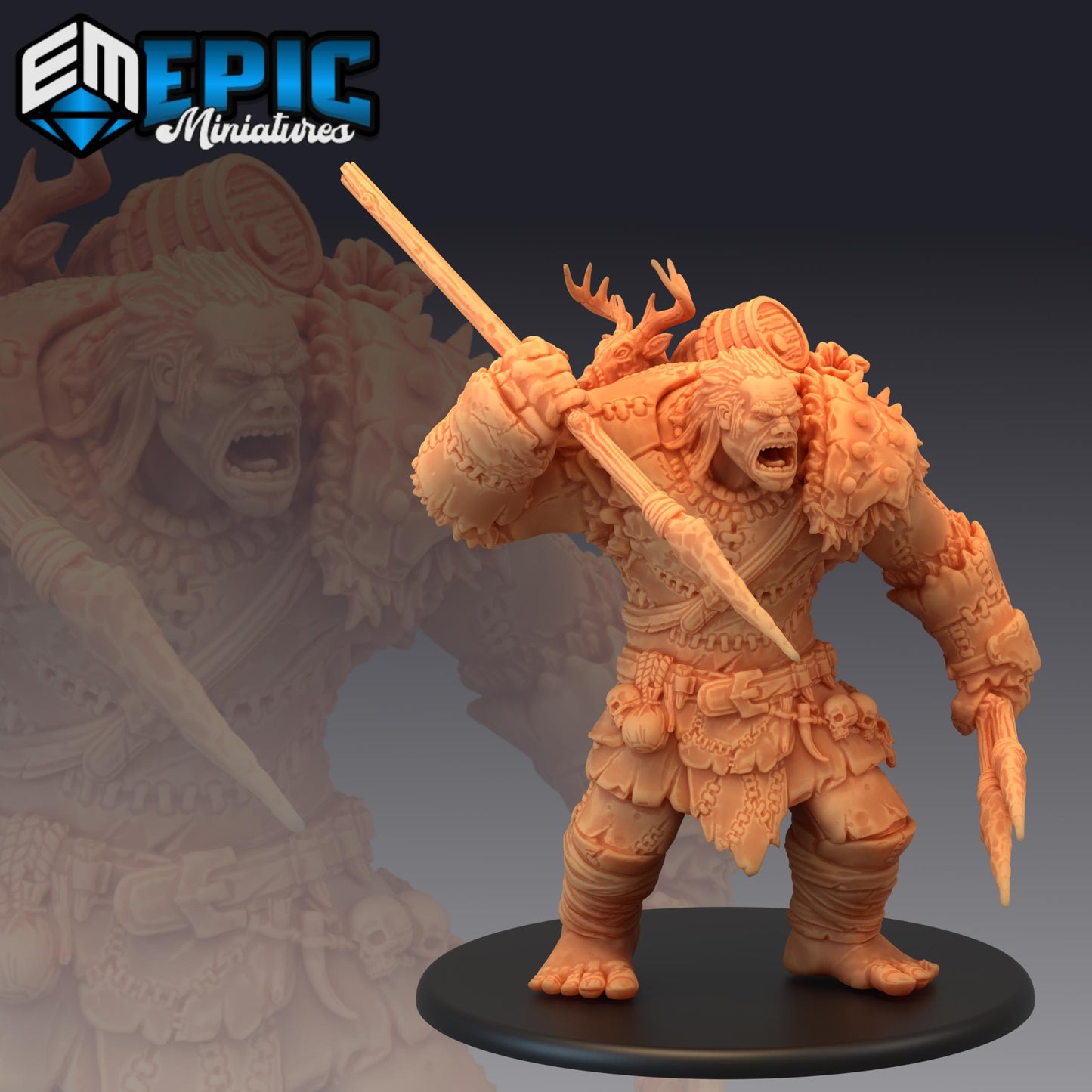 Hill Giant (Huge) | #051 - Dwarven Mines | EPIC 28mm | Beast, Ogre, Big, Mutant, Hammer, Smash, Attack, Enemy, Beast, Enemy